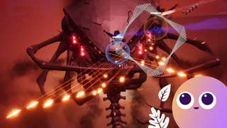 The Wishlisted logo over the top of a boss fight from Aaero 2.