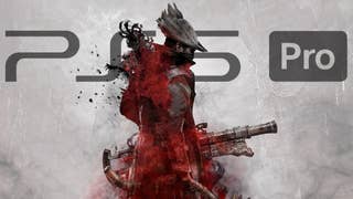 The hunter from Bloodborne stands in the middle of the image, with a white Yharnam behind him and the PS5 Pro logo, too.