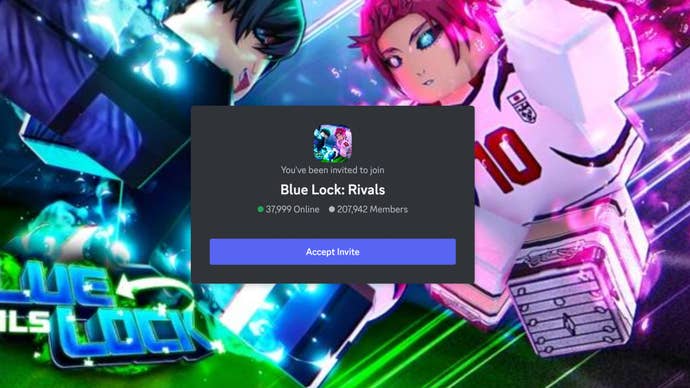 A Discord page showing an invite for the official Blue Lock Rivals server.
