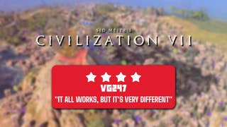 Civ 7 review header that reads: "It all works, but it's very different" - 4 stars