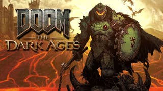 Doom The Dark Ages header with a logo and concept art
