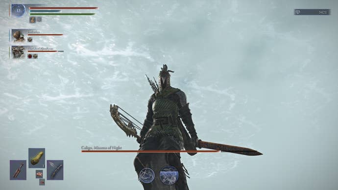 The Ironeye standing under an icy sky in Elden Ring Nightreign