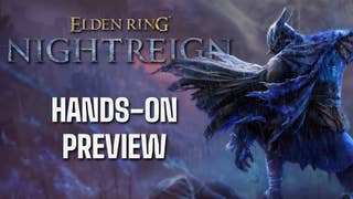 Preview header for Elden Ring Nightreign with an image of a player character glowering in full armour, and the words 'hands-on preview' in white text