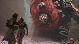 Some characters encountering a creature in Clair Obscur: Expedition 33.