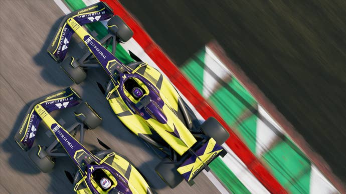 A pair of teammates battling in F1 25.