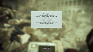 Smythe's Calling Card is shown in Fallout 4 mod, Fallout London
