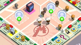 Characters wearing chef hats walking around the Monopoly Go board during the Amazing Partners event.