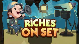 Monopoly Go artwork for the Riches On Set event, showing a female character sat in a director's chair with a megaphone.
