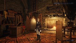 The Duchess stands in front of the clothes dresser and mirror in Elden Ring: Nightreign
