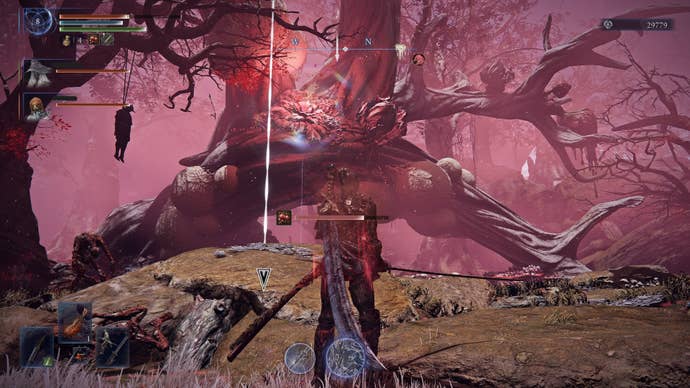 The Executor can be seen looking toward a tree with a legendary item atop it in the Rotted Woods in Elden Ring: Nightreign