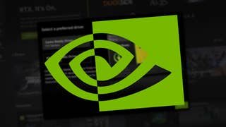 Nvidia logo over the top of a slightly blurred screenshot of the new app