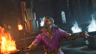 Sheogorath twirling a cane in Oblivion Remastered.