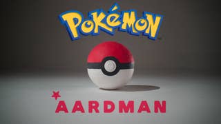 A Pokeball sits with the logos for Pokemon and Aardman Animations above and below it.