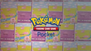 A collage of Slowpoke TCG Pocket cards with the Pokemon TCG Pocket logo over the top
