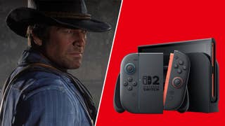 Arthur Morgan in Red Dead Redemption 2 next to a Nintendo Switch 2.