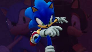 Sonic 06 model over a blurred background of Shadow and Sonic from Generations X.
